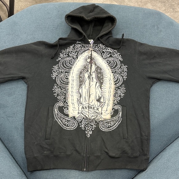 Avirex Other - Vtg AVIREX Virgin Mary Jesse Pinkman Rhinestone Hoodie XL READ